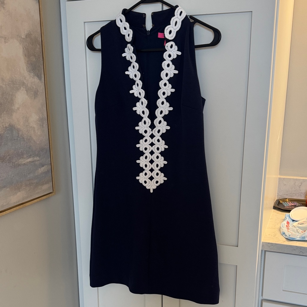 Lilly Pulitzer Navy Dress With White Floral Detail